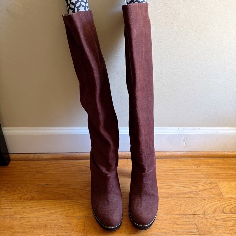 Cole Haan Nike Air | Nola Slouchy Knee High Boots Platform Nubuck Brown Size 7.5 - Picture 2 of 8